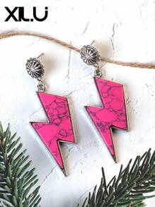 1 set de collar con colgante y aretes de estilo retro y país del oeste antiguo con diseño exagerado de color turquesa al estilo del Día de San Valentín para mujeres