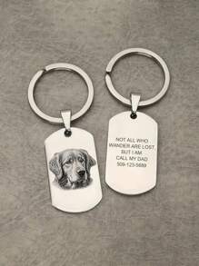1PC Custom Carved Photo And Text Keychain - Black Alloy Dog Tag Design With Heart-Shaped Embellishment - Ideal Gift For Men, Boyfriends, And Family - Unique Christmas Gift, Dog Gift,Apparel Accessories,Chic Autumn,Boyfriend,Girlfriend,Family,Friends