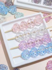 10 pièces Style aléatoire Perles acryliques transparentes en forme de cœur en diamant gaufré - Convient pour la création de bijoux, bracelets, colliers, boucles d'oreilles, charmes de téléphone et artisanat