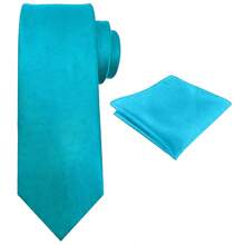 Zweiteiler, Herren Einfarbige Mikrofaser Krawatte und Einstecktuch Kombination, sehr geeignet als Herrengeschenk, passend, Hochzeiten, Bräutigame, Trauzeugen, Dates, Abendessen, Feste und andere Anlässe