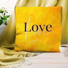 4 件套桃色天鹅绒黄色字母和向日葵印花枕套套装 - 适用于客厅、卧室、沙发 - 单面印花，不含枕芯 - 彩色 - 查看 7