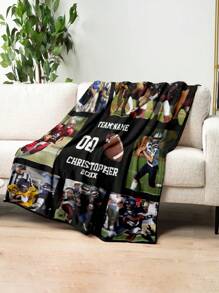 1pc Custom Flannel Photo Blanket For Bed, Sport, Soccer, Football, Multipurpose Living Room Sofa Outdoor Beach Camping Pet, Personalized Family/Pet/Couple Photo Printed Bedding Blanket, Personalized Christmas Gifts, Mother's Day/Father's Day Gift, Family Gift, Birthday Gifts, Gift For Friend, Gift For Her, Gift For Mom/Dad - Style 2 - View 2