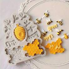 1 件蜂窝状硅胶模具，适用于 DIY 聚合物粘土模具 - 蜜蜂和蜂蜜设计 - 淺灰色 - 查看 7