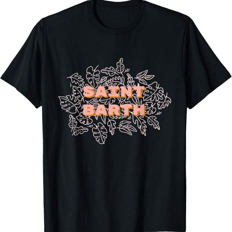 Chic Saint Barth Barthelemy France Caribbean Holiday Island T-Shirt - 黑色 - 查看 1