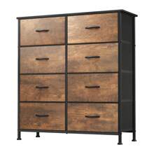Commode, 8 Tiroirs en Tissu Commode Chambre Meuble de Rangement, Cadre en Métal,pour Chambre à Coucher, Salon,Gris Profond