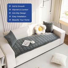 Thick Sofa Cover Washable - Soft Corduroy Universal Sofa Cover 2 3 4 Seater, Anti-Slip Couch Cover, Comfortable Sofa Cover Sofa Covers Sofa Throws Furniture Protector For Living Room - 深灰色 - 查看 7