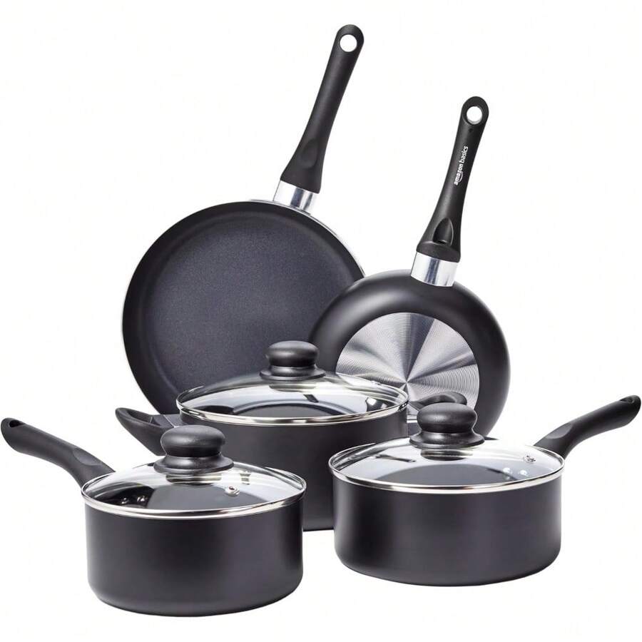 Basics 15-Piece Non-Stick Cookware Set, Black