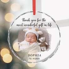 1 Pieza de regalo personalizado con nombre, foto y fecha - Gracias por el regalo talla grande maravilloso Recuerdo personalizado de cristal de vidrio redondo, regalo familiar para él, ella, esposo, esposa, bebé, mascota, regalo familiar