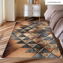 1pc Crystal Velvet Embossed Plaid Area Rug/Doormat - 5mm Thick, Waterproof, Non-Slip, Easy Clean, Machine Washable, Soft & Comfortable, Suitable For Entryway, Kitchen, Living Room, Bedroom, Hallway, Bathroom, Laundry Room - Carpet Decor