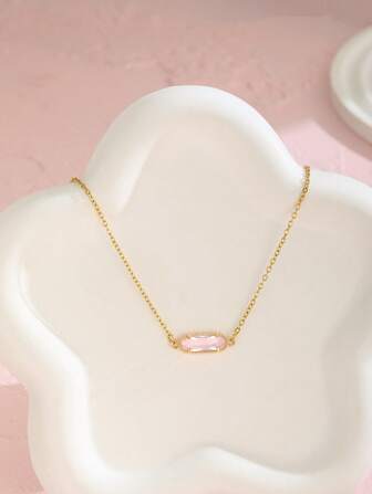 1PC Fashionable And Luxurious Rhinestone Pendant Necklace Suitable For Women's Daily Wear