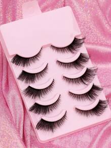 AYRMILLA Lashes 5 paar wimpersets Wimperborstel Natuurlijke valse wimpers Fluffy Soft Dramatische 3D nertsenwimpers Lange, luchtige wimpers Meerlaags Kort Dik Nepwimpers Extension Bulk Nepwimpers Make-upproducten Comfortabel om te dragen Handgemaakt Bovenste wimpers Gevleugelde uiteinden Oogverlenging Natuurlijke realistische wimpers Volle wimpers Langdurig volume Populaire make-up beautytool