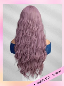 TOPSHE High Quality 26-Inch Synthetic Heat-Resistant Fiber Wig With Long Curly Purple Bangs Women's Wig Is Perfect For Holiday Party Everyday Wear