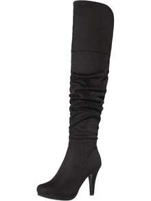 Women's Black Chunky Thigh High Over Knee High Heel Boots, Fashionable High - Plat Style - 薩拉希-布萊克 - 查看 1