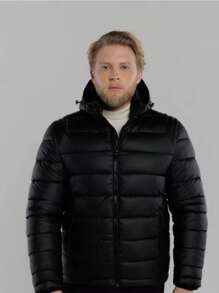 Jaqueta Puffer Casaco Masculino Couro PU Gominho Inverno - Preto - Visão 7