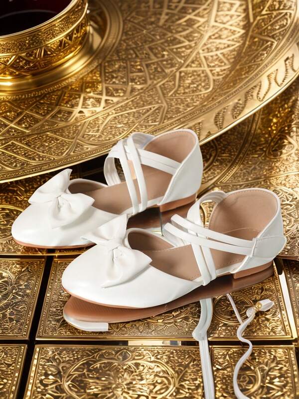 New Girls' Ballet Flats With Criss-Cross Straps, Comfortable Flat Shoes