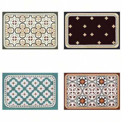 1pc Bohemian Style Printed Pet Food Mat, High Absorbency Quick Dry Cat Dog Feeding Pad, Easy To Clean Pet Bowl Mat, Dog Cage Mat, Cat Cage Mat, Pet Cage Pad, Suitable For All Seasons