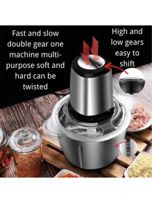 Mini Electric Meat Mincer With Double Blade Stainless Steel Meat Mincer For Kitchen, Vegetables, Onions, Garlic, Salads, Baby Food, Fruits, Nuts