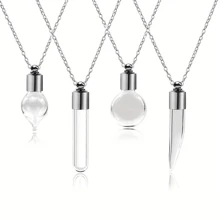1 Peça Colar Gargantilha de Jóia Unissex com Pingente de Frasco de Perfume de Cristal Abrível em Gota D'água e Frasco de Sangue, DIY
