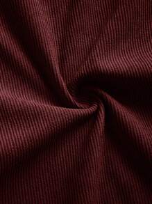 Popular Corduroy Fabric Men Casual Shacket, Lapel Collar, Button Down, Long Sleeve, Double Pockets Design, Suitable For Daily Casual, Fashion, Simple, Commuting, Street Style, Spring & Autumn - Red - View 5