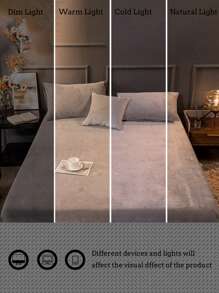 淺灰色水晶絨肌膚友好床上用品套裝(3入組) - 淺灰色 - 查看 5