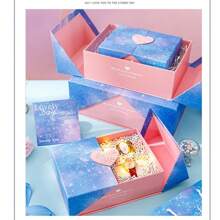1pc Creative Blue Starry Sky Valentine's Day Gift Box, Romantic Open Style Packaging Box, Birthday Present Box, High-End Starry Open Style Gift Box, Gift Box For Girlfriend, Gift Box For Wife, Premium Gift Box, For Mother's Day , Bridesmaid Gifts , Gratuation Gifts , Birthday Gifts,Wedding Gifts