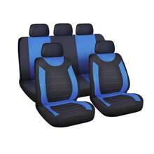 5 Full-Seat Car Seat Cover Universal Style 2 Front Seats 1 Backrest 1 Back Cushion 5 Head Caps Multiple Colors Optional Thin Polyester Fabric 2 Mm Sponge