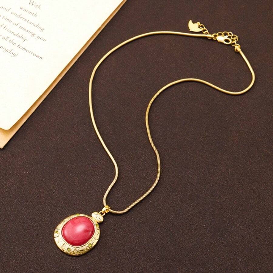 salmoph 1 款甜美几何天然石吊坠项链，适合女性日常佩戴 - 項鍊 - 查看 1