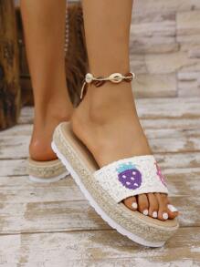 Sandalias planas de mujer de estilo vintage tejido, nueva colección 2025