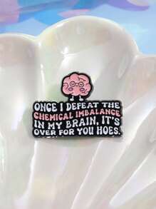 1 件创意时尚独特英文口号卡通大脑形状趣味礼物胸针