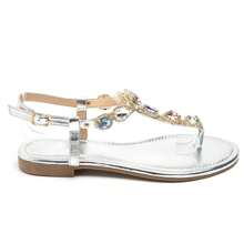 Summer Fashion Rhinestone Decor Flat Thong Sandals - Silver - View 3
