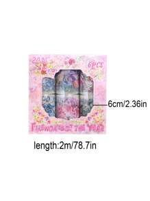 6 Rollen Schönes Blumenmuster PET wasserfestes Klebeband für DIY Scrapbooking, Journaling und Foto-Collagen Dekorative Aufkleber Rollen - Geschenk für Freunde zum Schulstart