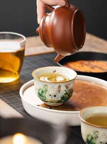 1pc 汝窑可爱兔子陶瓷茶杯，奢华功夫茶道茶杯，高端精致茶杯，适合家庭、办公室客人接待，适合下午茶杯、浓缩咖啡杯，可以作为奢华纪念品赠送给朋友、长辈 - 兔隱花叢 - 查看 4