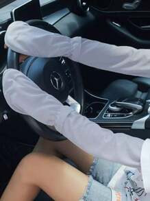 1 para letnich rękawów na ramię dla kobiet, ochrona UVA/UVB, oddychające, odprowadzające wilgoć, elastyczne rękawiczki chroniące przed słońcem, odpowiednie do jazdy samochodem i aktywności na świeżym powietrzu, jednolity kolor