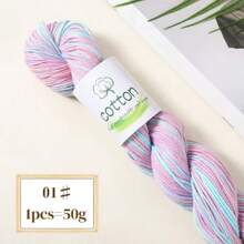 Fio de gradiente de algodão puro, fio de algodão multicolorido, fio colorido para suéteres de tricô à mão, xales, cardigans, artesanato de crochê feito à mão - Um punhado de algodão colorido - Ver 11