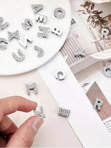 26Pcs, 3D 26 English Letter Nail Art Charms With Rhinestones, Alloy Letter Nail Art Accessories English Jewelry For Decorative Accessories Diy Nail Charms Nail Gems Nail Supplies Nails