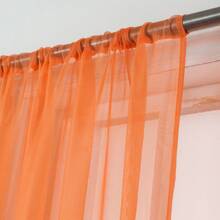 Set Of Two (2) Sheer Window Curtains Panels With Rod Pocket Drape Set Multiple Lengths (63", 84", 95", 108", 120" L) Solid Colors - trái cam - Xem 2