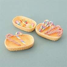 1 套微型逼真拐杖糖模型装饰配件、篮子和装饰品