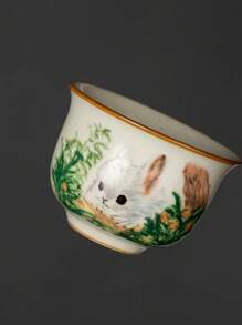 1pc 汝窑可爱兔子陶瓷茶杯，奢华功夫茶道茶杯，高端精致茶杯，适合家庭、办公室客人接待，适合下午茶杯、浓缩咖啡杯，可以作为奢华纪念品赠送给朋友、长辈 - 兔隱花叢 - 查看 9