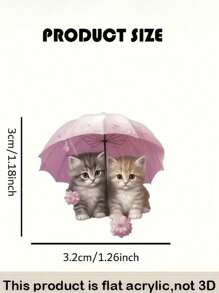 1 对 2D 可爱雨伞猫亚克力耳环，节日礼物，浪漫猫耳环 - 彩色 - 查看 5