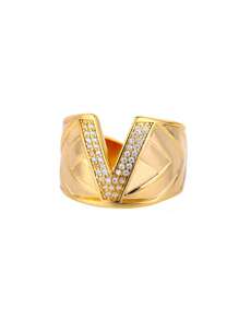 1pc Luxury Zirconia Initial Letter Rings For Women Stainless Steel Chunky Wide Open Finger Ring Hip Hop Fashion Jewelry Gifts