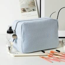 Neceser de maquillaje personalizado con monograma, bolsa con inicial personalizada, bolsa de tocador de gran capacidad a rayas, organizador de viaje de moda - Multicolor - Ver 13