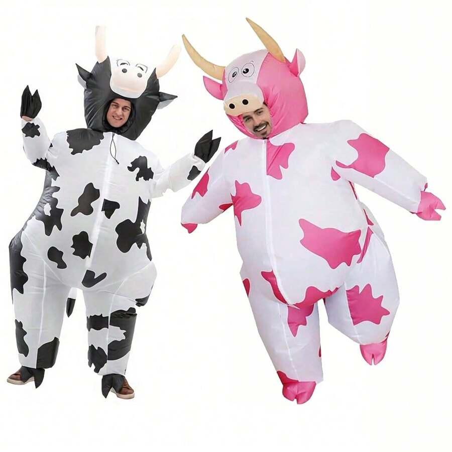 1 pezzo Costume da mucca gonfiabile carino, costume da indossare a tutto il corpo, accessorio per performance, adatto per feste a tema fattoria di Pasqua, Ognissanti