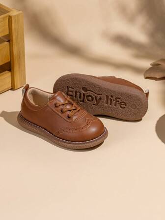 Barnmode brittisk stil PU-läder Oxford Platta skor, lämpliga för vår och höst