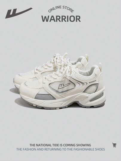 1 par nät i sportstil som andas damfrontssnörning tjock botten Kontrastfärg Mångsidig lågtopp utomhussporter Fritidsskor