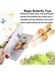 Random Color Magic Flying Butterfly Rubber Rubber Band Wind Up Toy Exquisite Bookmarks Gift Party Surprises Wedding Decorations - Multicolor - View 1