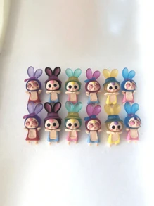 1/12 piezas Figuras de conejitos de macaron, accesorios decorativos para teléfono móvil y coche, juguetes coleccionables de estilo aleatorio - Multicolor - Ver 8