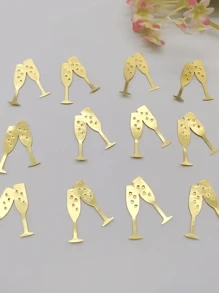 50/100pcs Gold Metallic Paper Confetti Champagne Glass Shaped, Luxury Birthday Wedding Party Holiday Table Decoration, Creative Celebration Supply, Suitable For Birthday Party, Wedding Ceremony, Bachelor/Bachelorette Party, Graduation, Homecoming, Theme Party, Retirement Party, Anniversary, Housewarming, Restaurant Table Decor - Multicolor - View 5