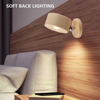 Rechargeable Double Light LED Wall Sconce - 360° Rotatable, Dimmable Light With USB Port & Magnetic Mount For Reading And Home Decor, Battery Operated, Night Light, Household Lighting