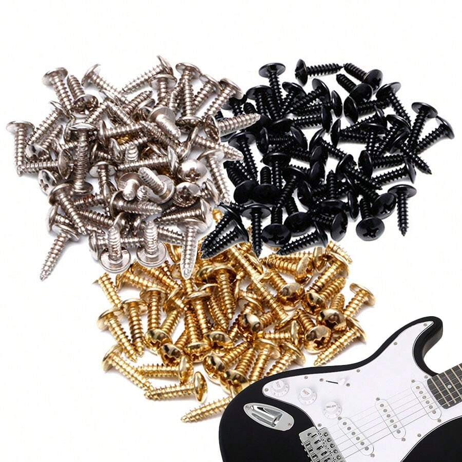 50 件装电吉他贝斯护板螺丝 3 种颜色可选通用吉他螺丝乐器配件 - 彩色 - 查看 1