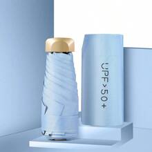 Mini sombrilla de bolsillo, paraguas de vinilo plegable con protección UV, sombrilla de bolsillo, paraguas cápsula zwq - Azul cielo - Ver 2